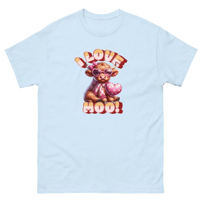 I Love Moo! Highland Cow Valentine's day love classing Tee - Image 15
