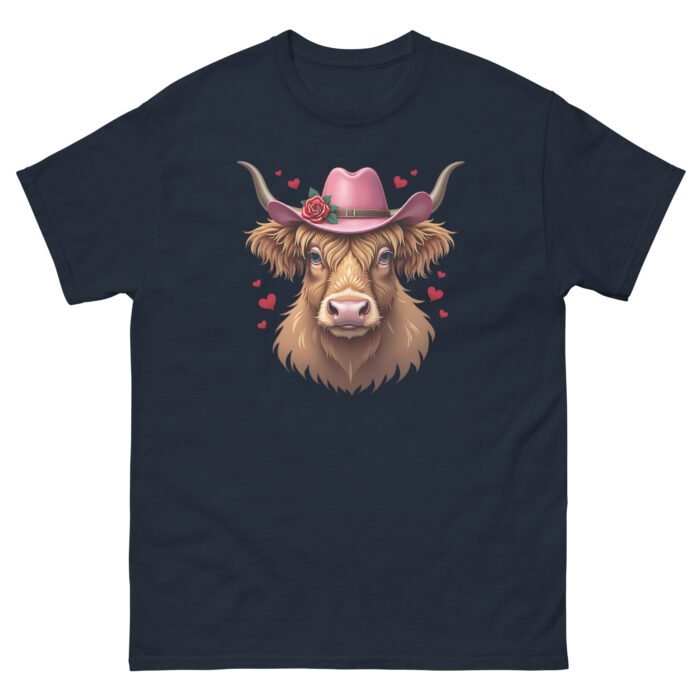 Scottish Highland cow with hearts and hat. woman's classic tee - Image 3