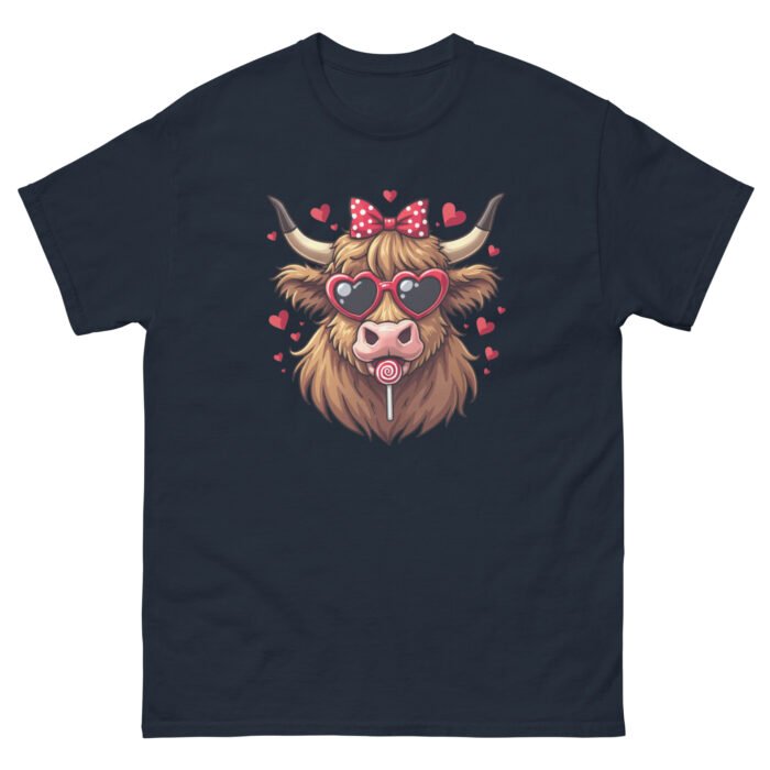 Cute Highland Cow hearts Valentine's Day Woman's classic tee - Image 3