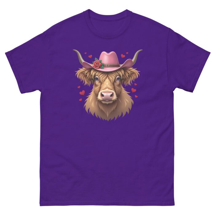 Scottish Highland cow with hearts and hat. woman's classic tee - Image 4