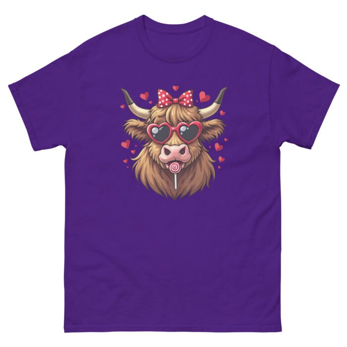 Cute Highland Cow hearts Valentine's Day Woman's classic tee - Image 4