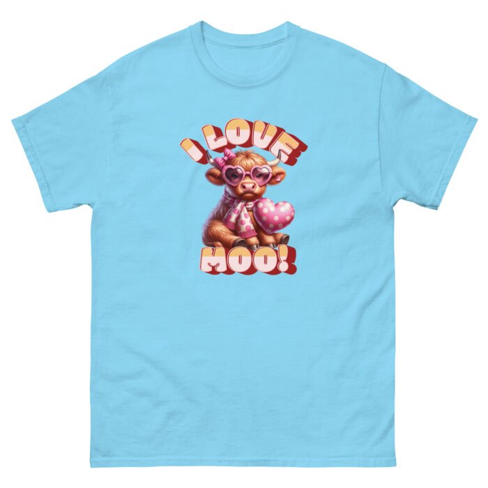I Love Moo! Highland Cow Valentine's day love classing Tee - Image 13