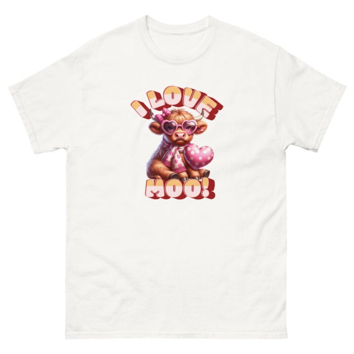 I Love Moo! Highland Cow Valentine's day love classing Tee - Image 16