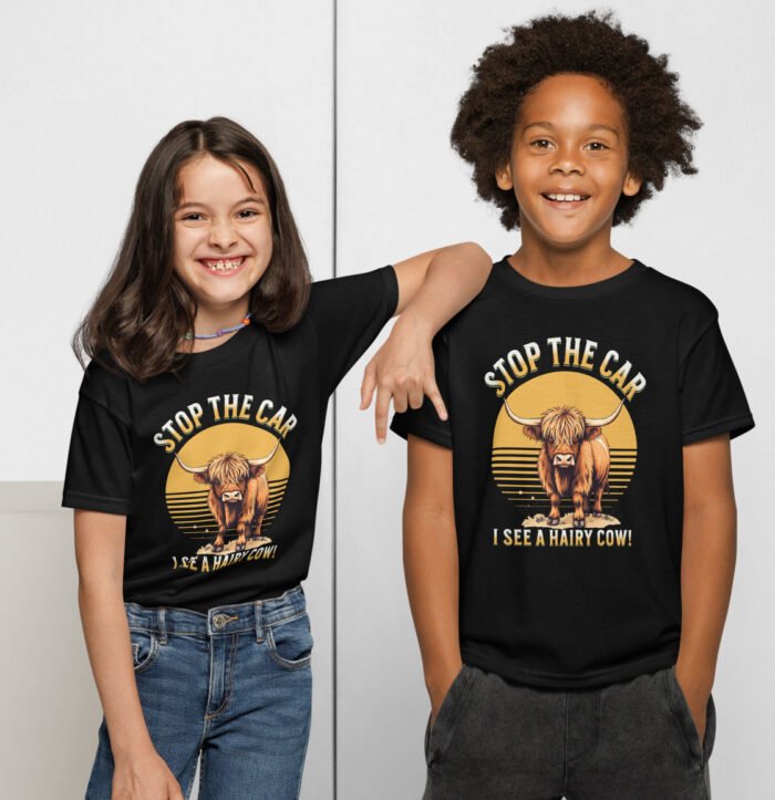 Stop the car I see a hairy cow.  Youth t-shirt