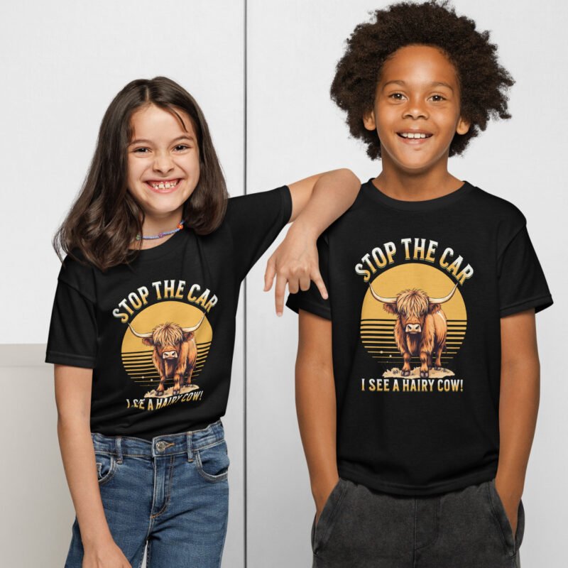 Stop the car I see a hairy cow.  Youth t-shirt