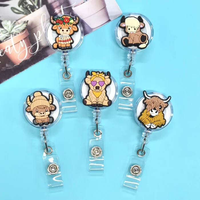 1Piece Highland Cow Badge Reel 2