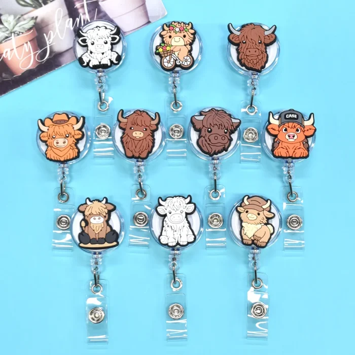 1Piece Highland Cow Badge Reel 1