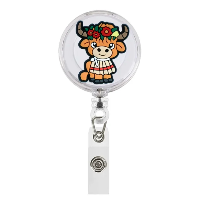 1Piece Highland Cow Badge Reel 24