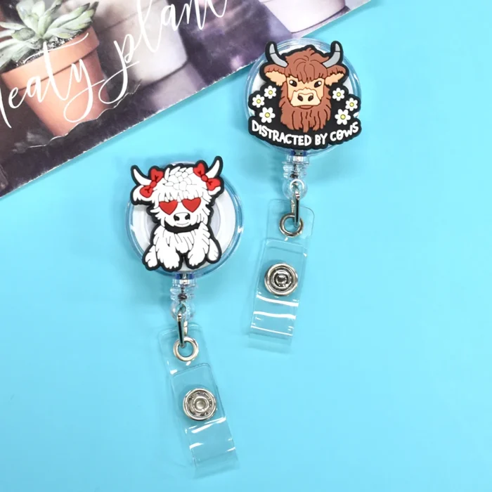 1Piece Highland Cow Badge Reel 4